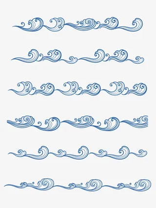 日系浮世绘海浪免抠