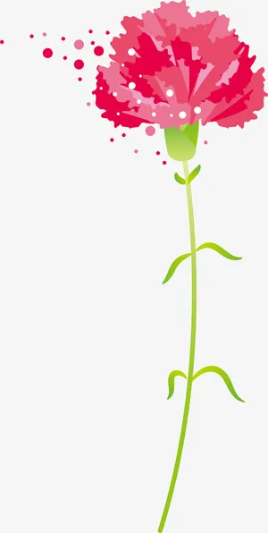 红色手绘美丽康乃馨免抠