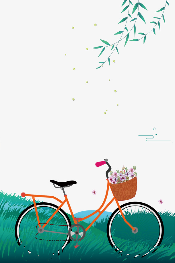 二十四节气之春分郊外骑行免抠手绘/卡通卡通元素
