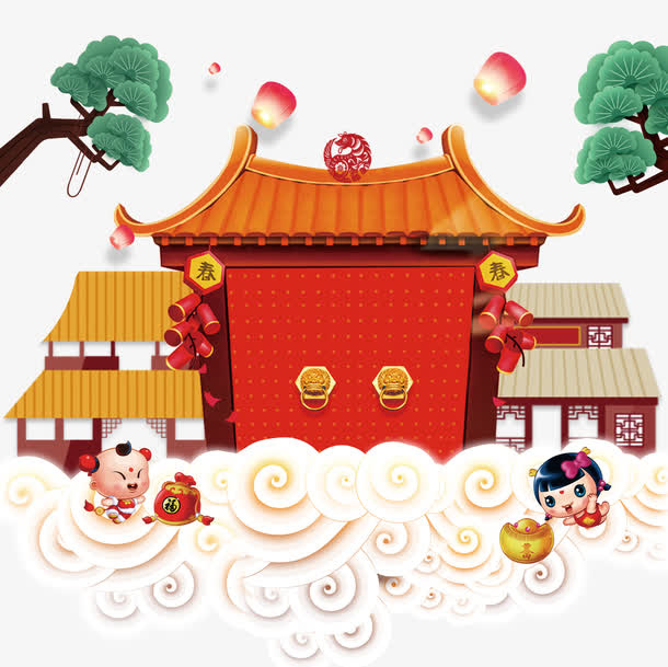 喜庆新年psd分层背景