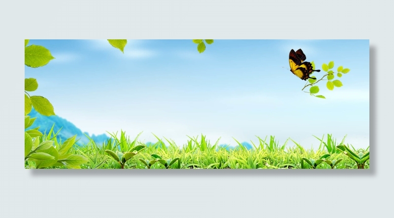 春文艺清新蓝色淘宝海报背景高清