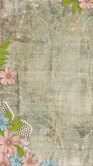 文艺鲜花边框麻布质感H5背景素材高清