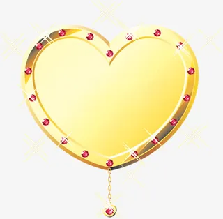 黄色卡通爱心珍珠手绘免抠