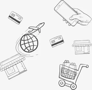 矢量手绘卡通购物免抠