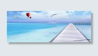 美丽海边淘宝海报素材免抠