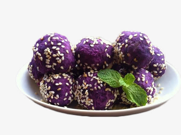 芝麻紫薯球免抠