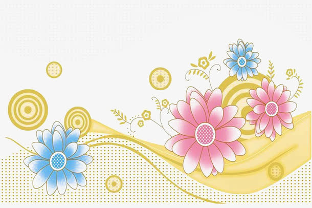鲜艳的小红花和小蓝花免抠