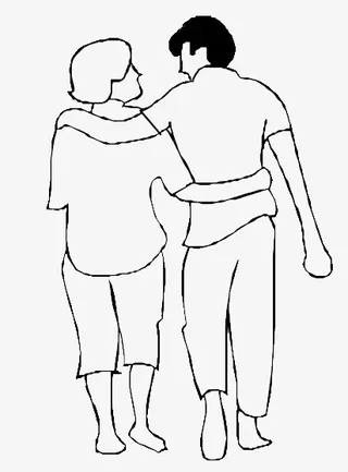 简洁风黑色线条妈妈背影免抠