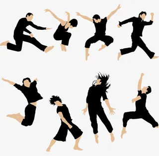 手绘男女人物舞蹈姿势免抠