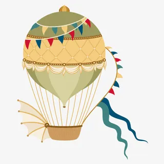 卡通装饰热气球小清新插画免抠