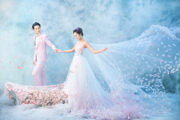 清新简约婚纱摄影免抠