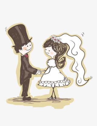 手牵手的新郎新娘免抠