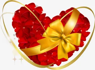 矢量手绘花瓣爱心免抠