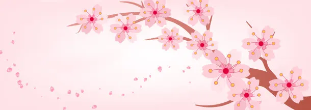 卡通手绘粉色杏花背景banner