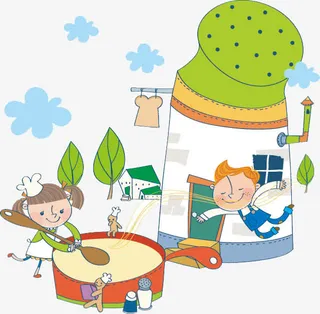 手绘卡通小孩免抠