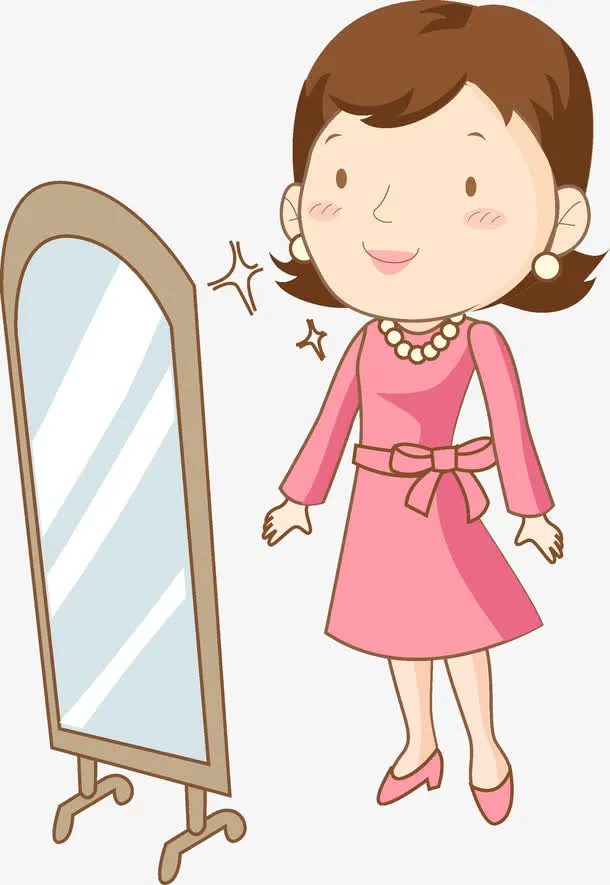 照镜子的女人免抠