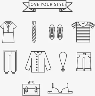 服装图标细线条图标衣服图标鞋子图标领带图标免抠