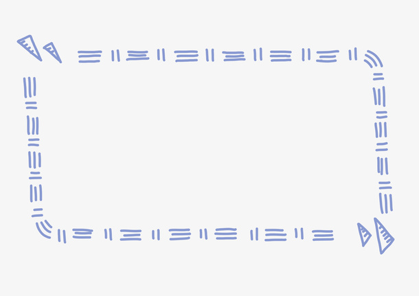 蓝色手绘简约线条边框免抠