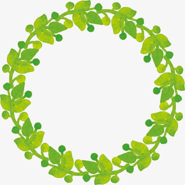 手绘圆圈树叶免抠