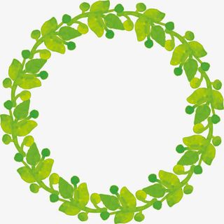 手绘圆圈树叶免抠