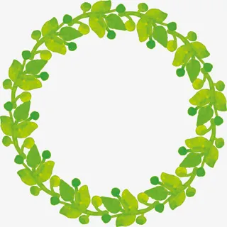 手绘圆圈树叶免抠