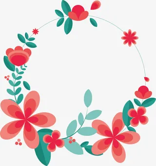 树叶拼接爱心圆环免抠