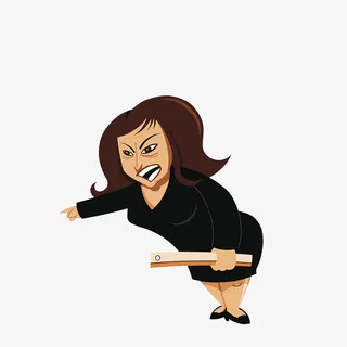 卡通抓着戒尺生气的老师素材免抠