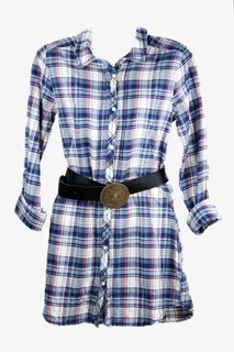 女士格子长款衬衫免抠