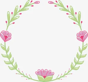 手绘卡通粉花花藤免抠