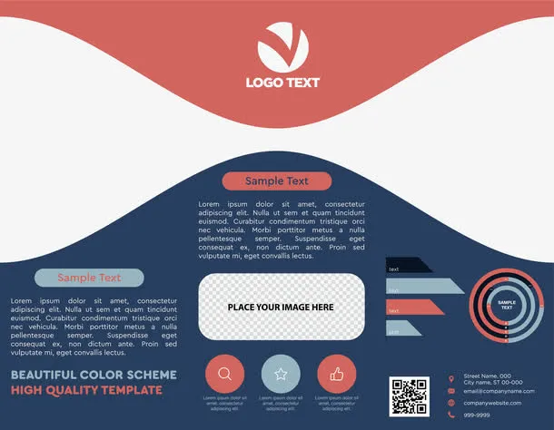 红蓝色商务手册免抠