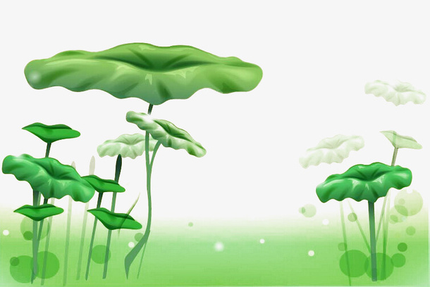 手绘绿色荷叶免抠图免抠