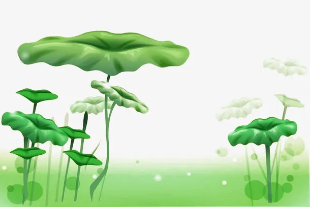 手绘绿色荷叶免抠图免抠