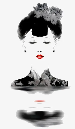 端庄女人水墨免抠素材免抠