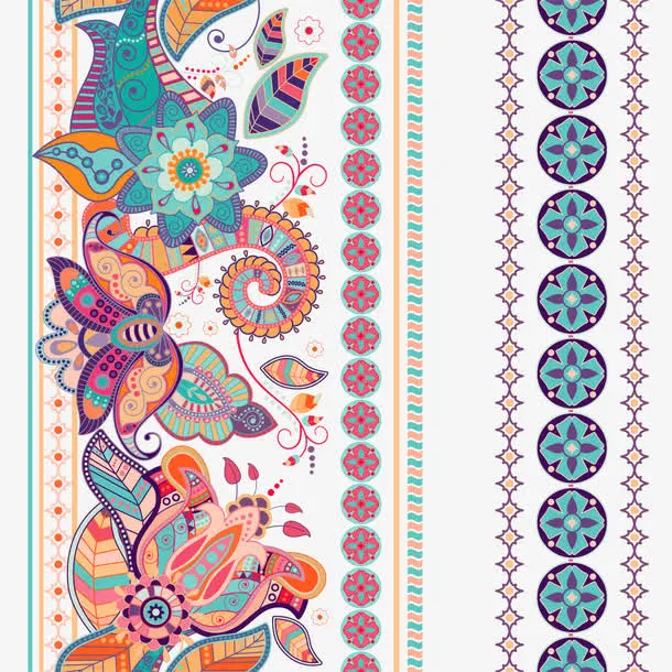 多彩清新花纹免抠