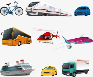 卡通交通车辆设计矢量素材,免抠