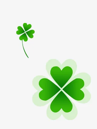 浅色带阴影四叶草免抠