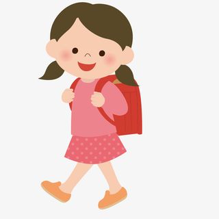 手绘卡通简约儿童画册插画小女孩免抠