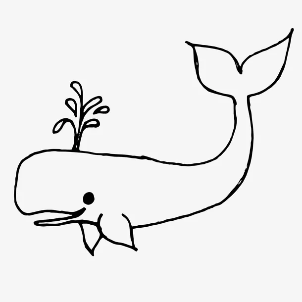创意简笔鲸鱼简图免抠