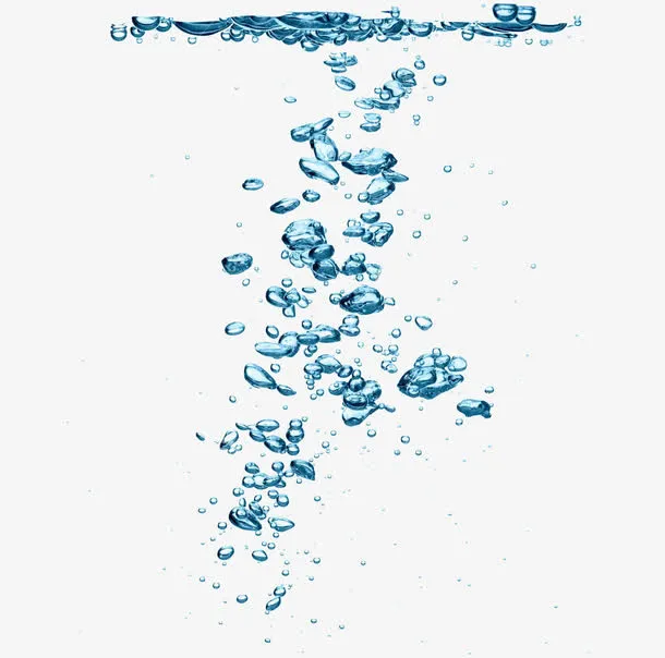 蓝色浮游出水面的氧气气泡免抠
