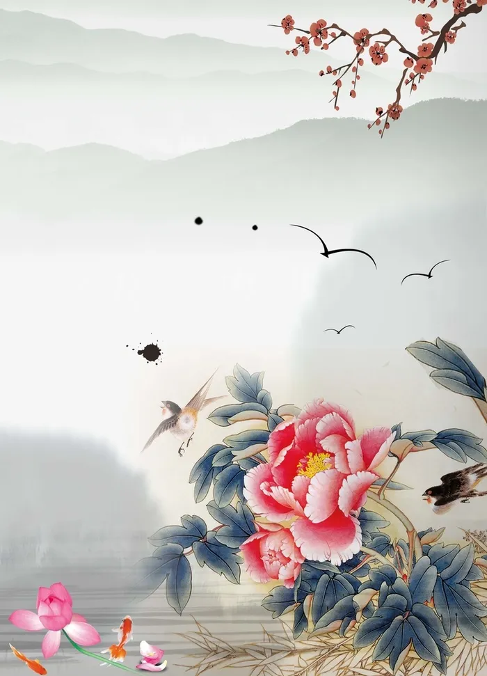 中国风花卉广告背景高清