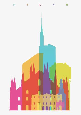 彩色城市剪影免抠