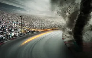 龙卷风公路人群海报免抠