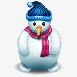 萌萌雪人红色围巾蓝色帽子免抠