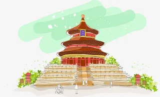 北京天坛插画免抠