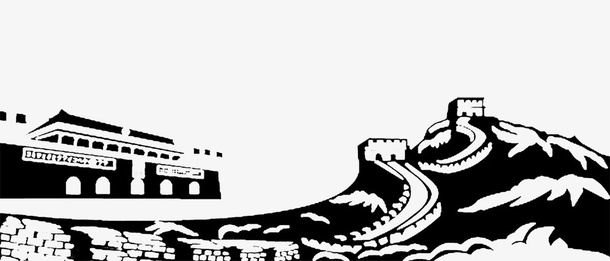 免抠中国风复古长城建筑免抠