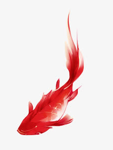 红色鲤鱼手绘中国风免抠