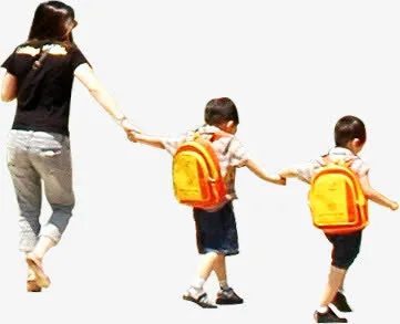 春天上学可爱学生免抠