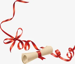 精美的红色丝带证书免抠