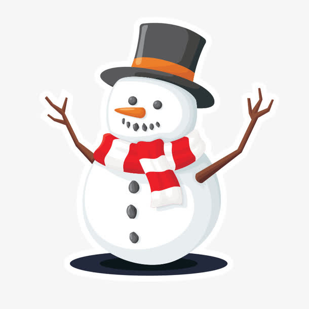 带帽子的卡通雪人免抠