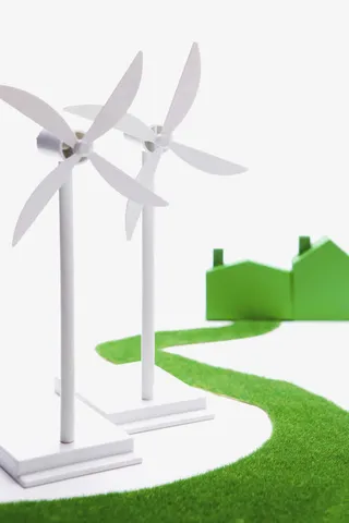 清新立体环保风车背景